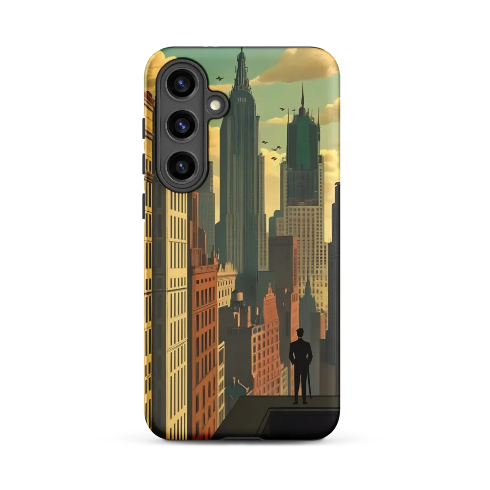 Urban Dreams: A Silhouette in Art Deco Cityscape