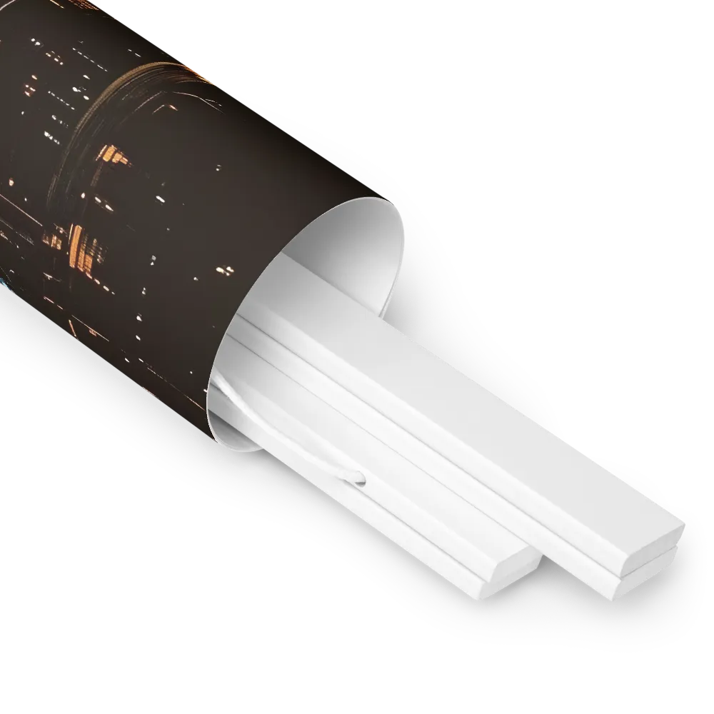 Metro Nexus: A Futuristic Cityscape | Poster With White Wood Hanger | 14″×14″