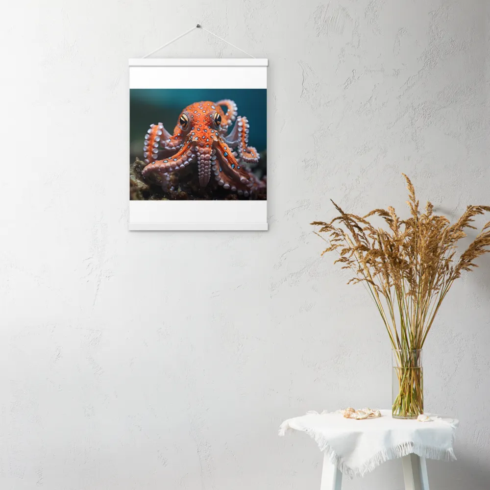 Curiosity of the Deep: The Orange Octopus | Poster With White Wood Hanger | 16″×20″