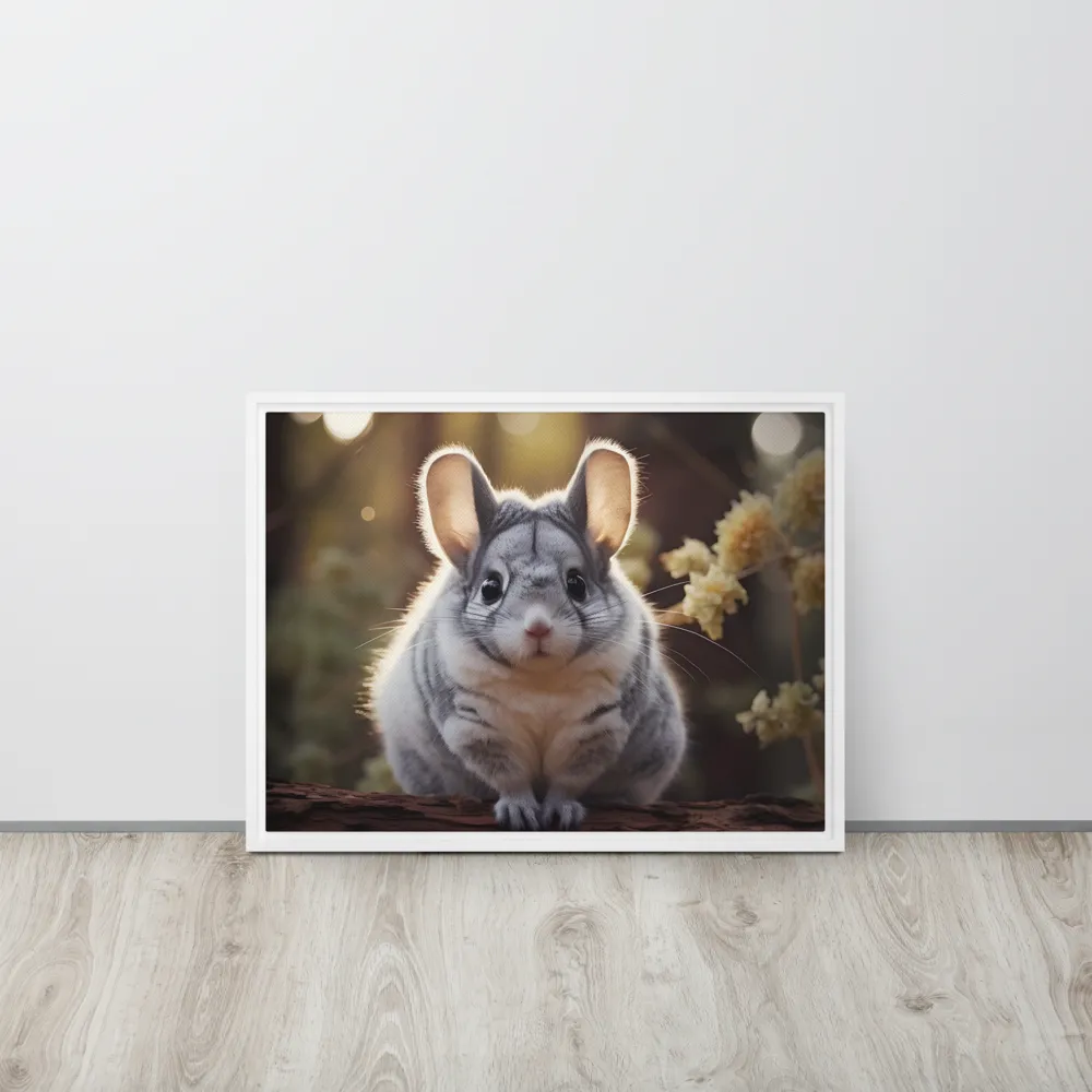 Curious Chinchilla in the Forest | Canvas with White Frame | 18″×24″