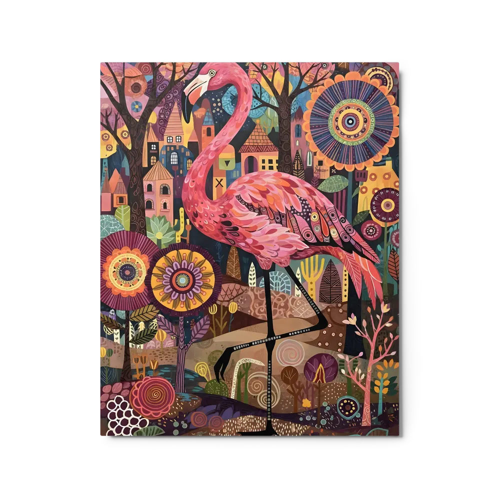 Pink Flamingo Garden 
 Metal Print | 16″x 20″