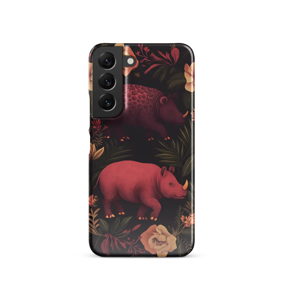 Rhinos in Floral Embrace