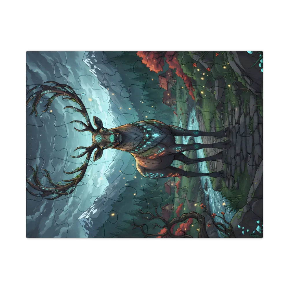 Runic Stag 
 Jigsaw Puzzle in Tin Box