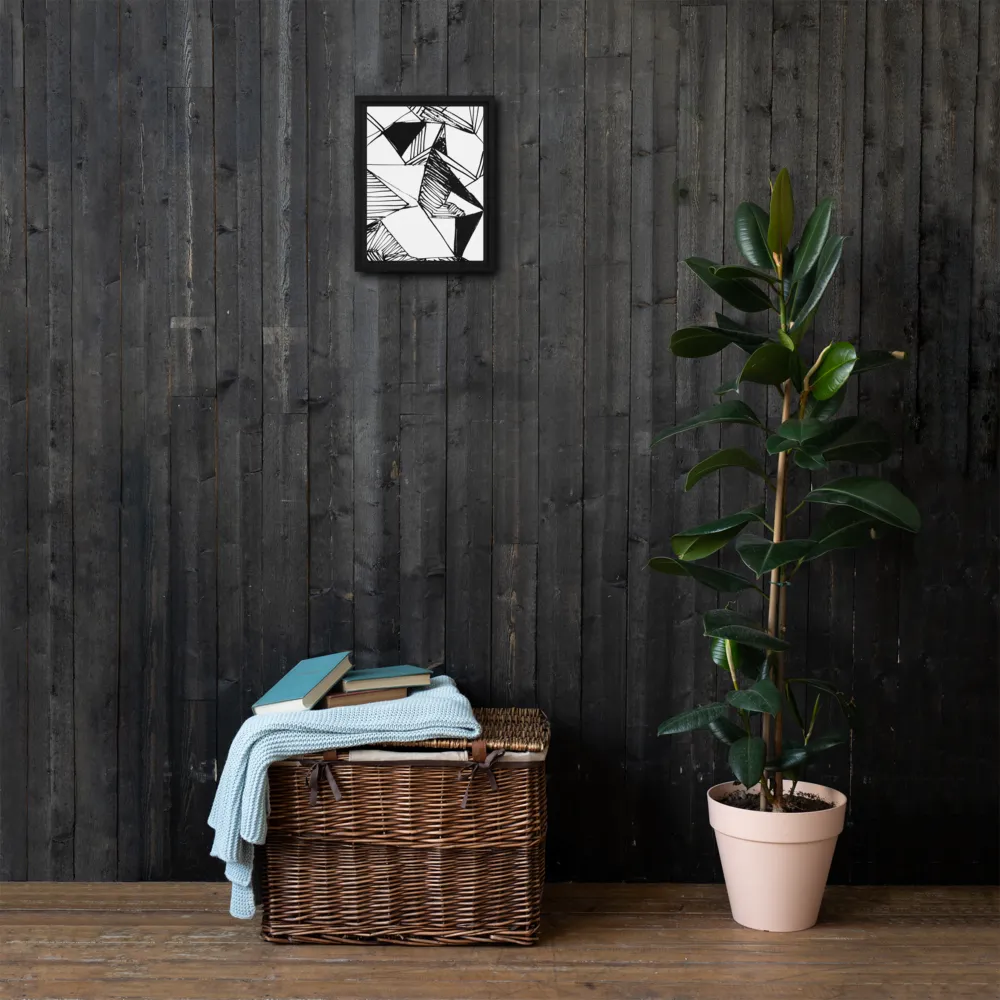 Dynamic Geometry in Ink | Canvas with Black Frame | 9″×12″