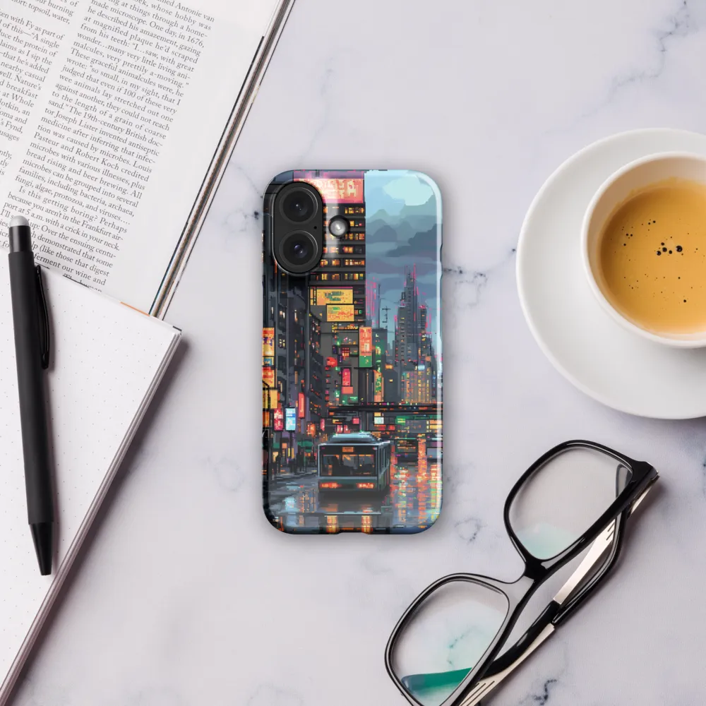 Neon Dreams: A Pixelated Urban Night | Phone Case |  16 | Snap Case | Glossy