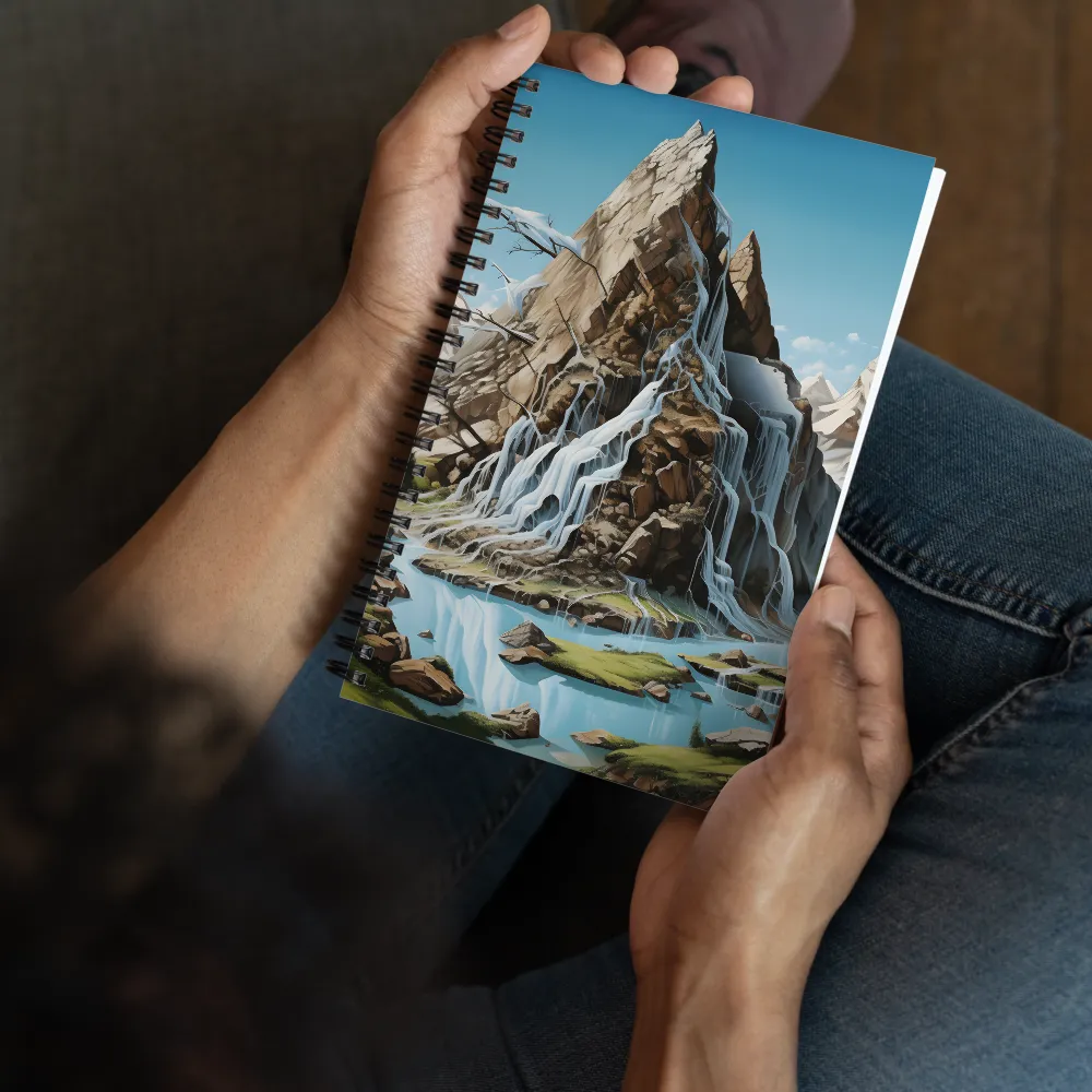 Majestic Cascade: A Mountain Masterpiece | Spiral Notebook