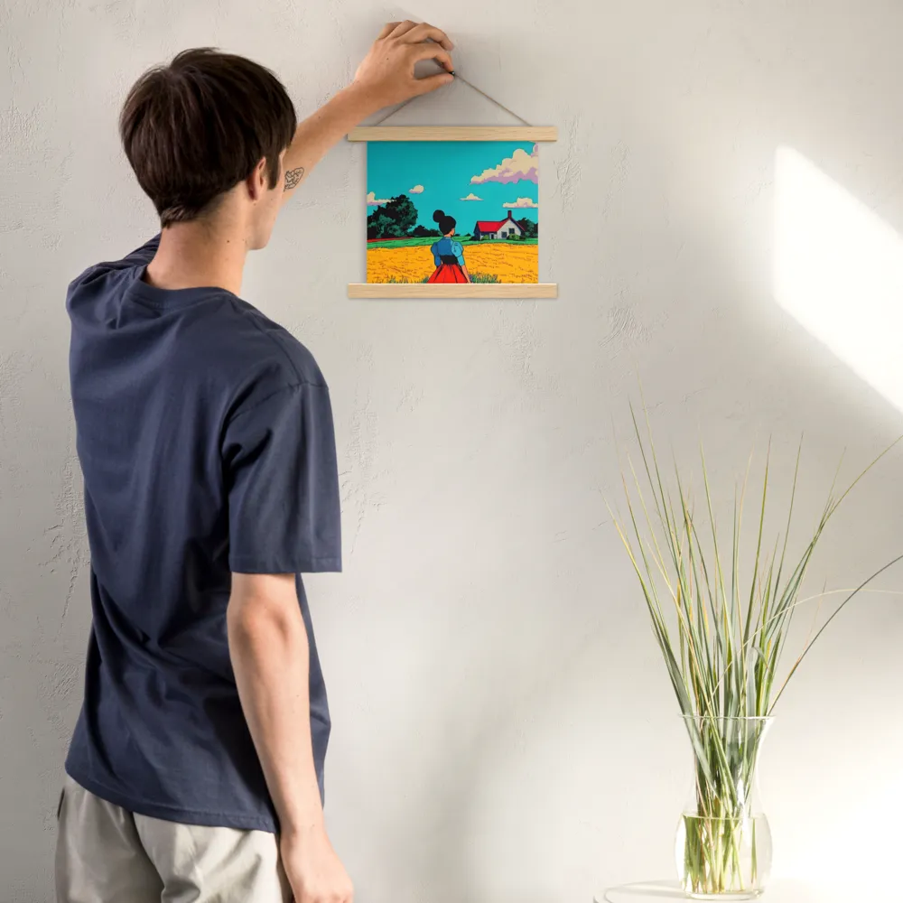 Whispers of a Sunlit Meadow | Poster With Oak Wood Hanger | 10″×10″