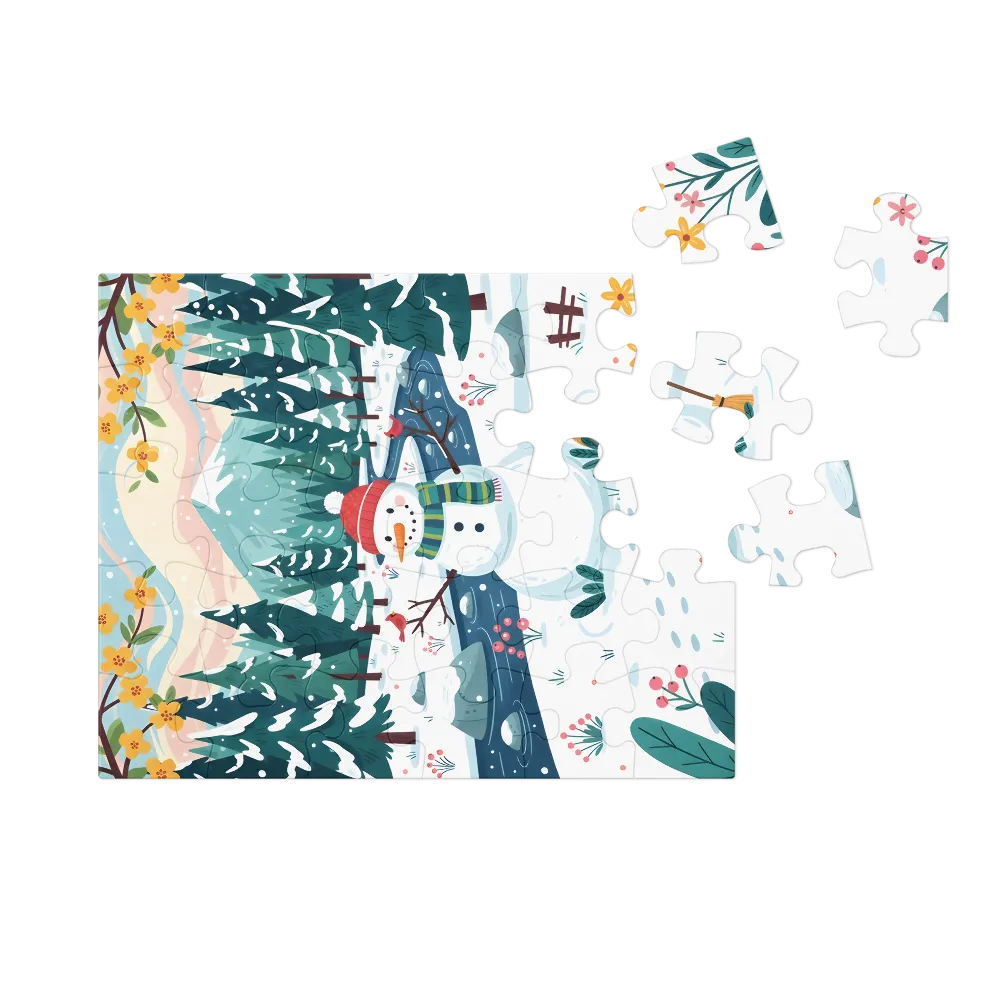 Snowman by the Stream 
 Jigsaw Puzzle in Tin Box