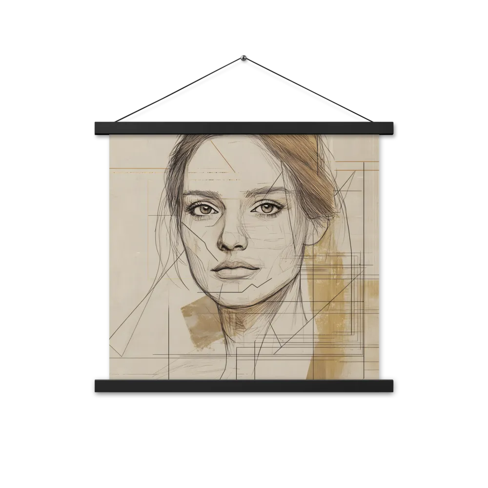 Geometric Elegance: A Modern Portrait | Poster With Black Wood Hanger | 18″×18″