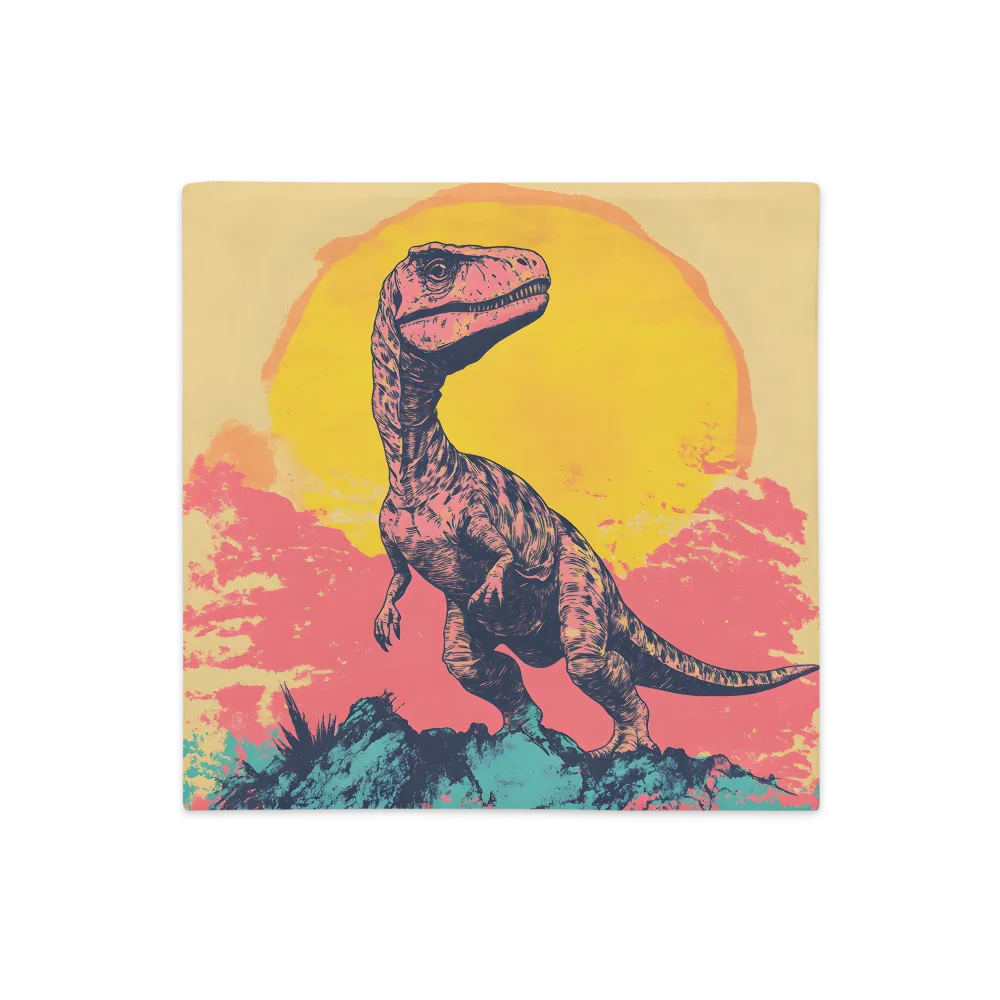 Majestic Dinosaur at Sunrise | Pillow Case | 18″×18″