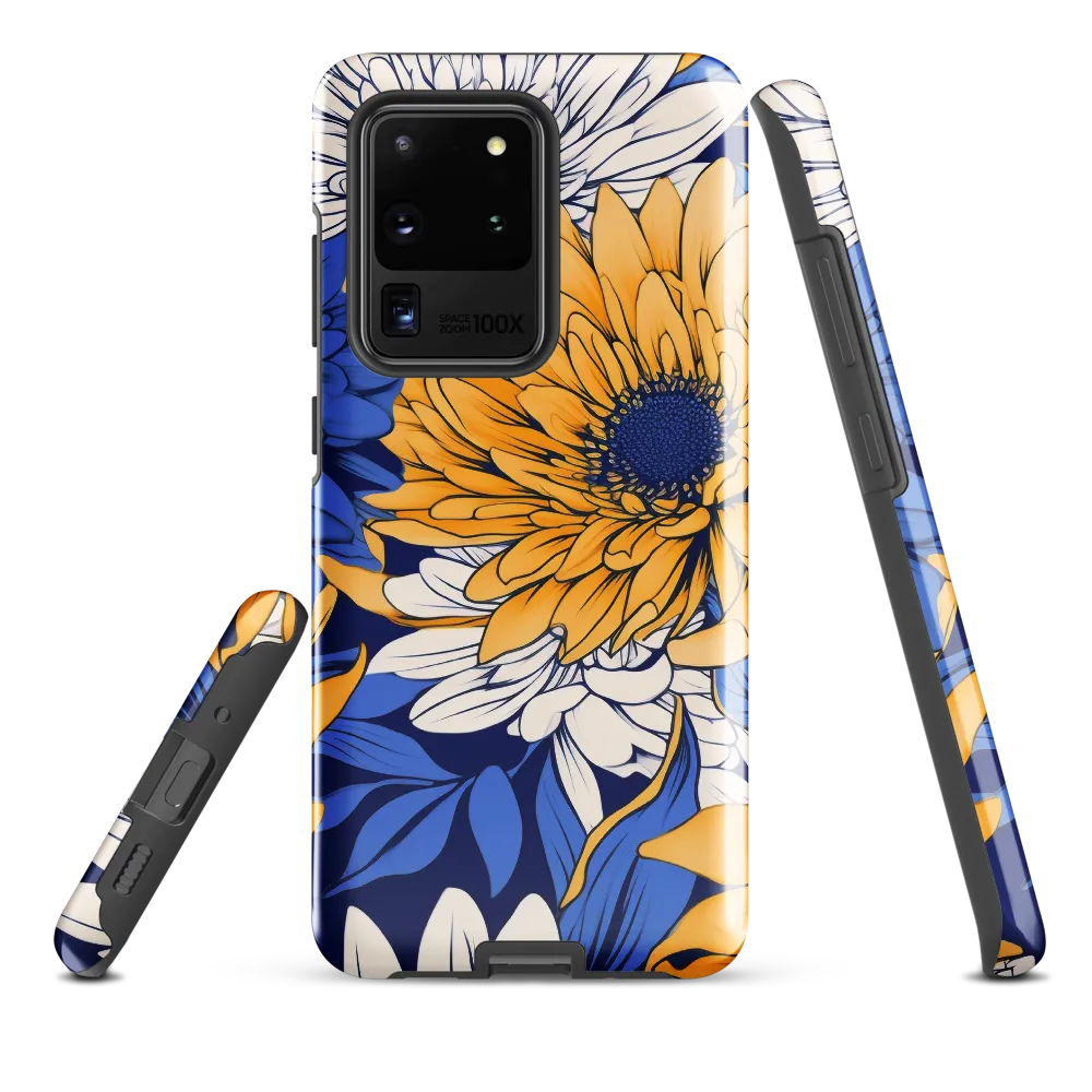 Floral Harmony in Blue and Yellow