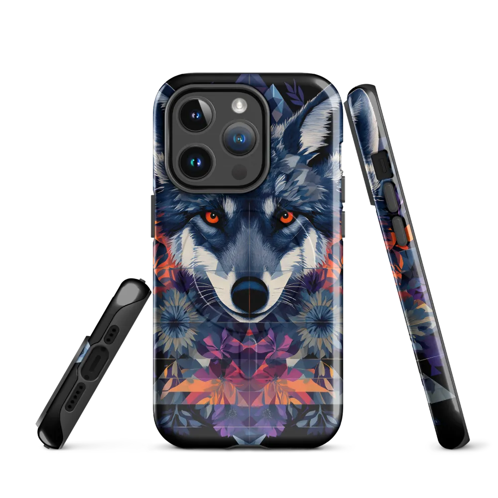 Mystical Wolf Amidst Floral Geometry