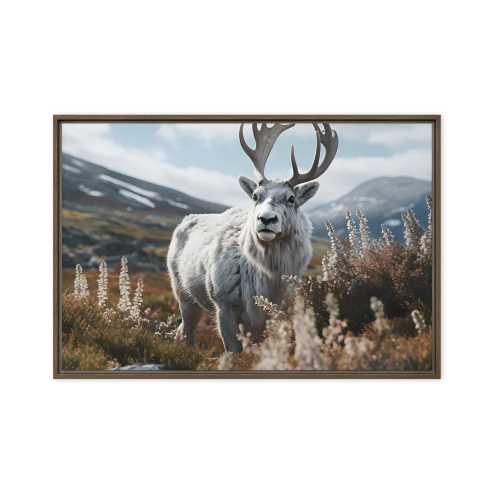 Majestic Harmony: The Reindeer in Nature | Canvas with Brown Frame | 20″×30″