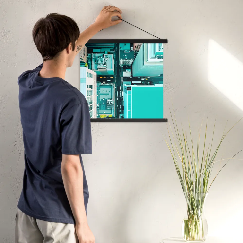Urban Geometry: Aerial Perspective | Poster With Black Wood Hanger | 18″×18″