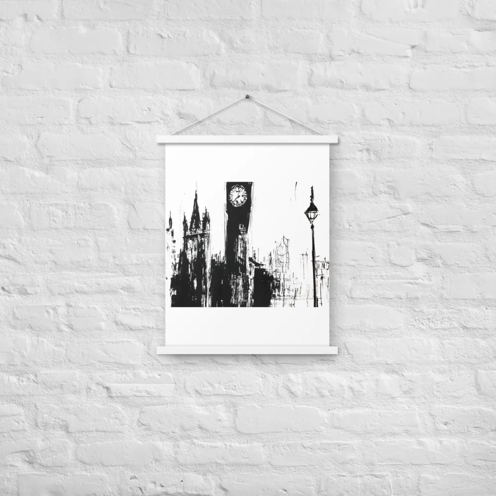Clock Tower in Motion | Poster With White Wood Hanger | 18″×24″