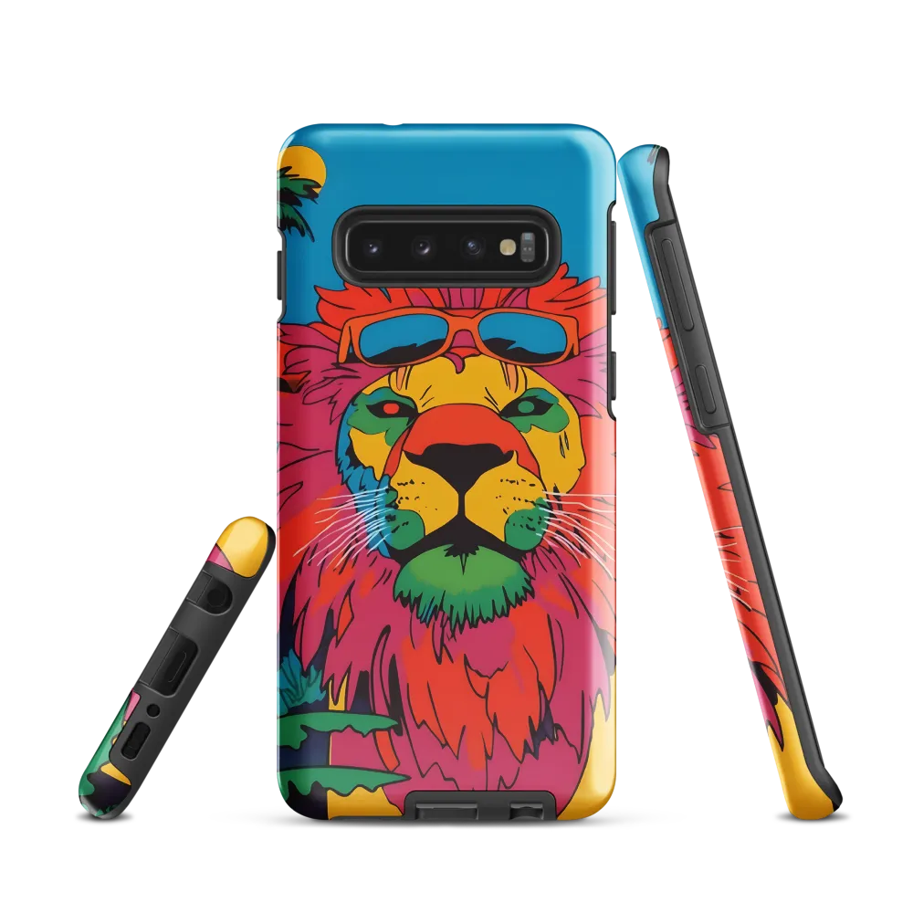Lion with Sunglasses: A Vibrant Tropical Portrait