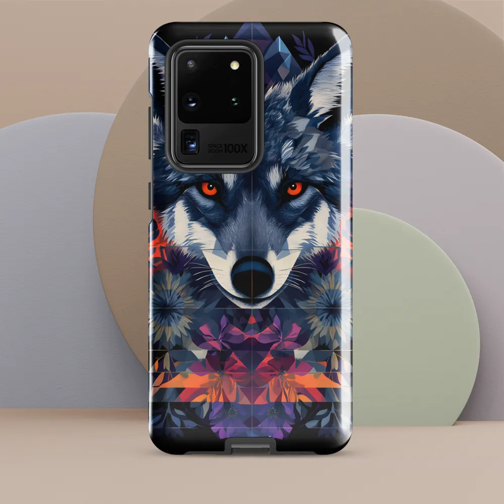 Mystical Wolf Amidst Floral Geometry