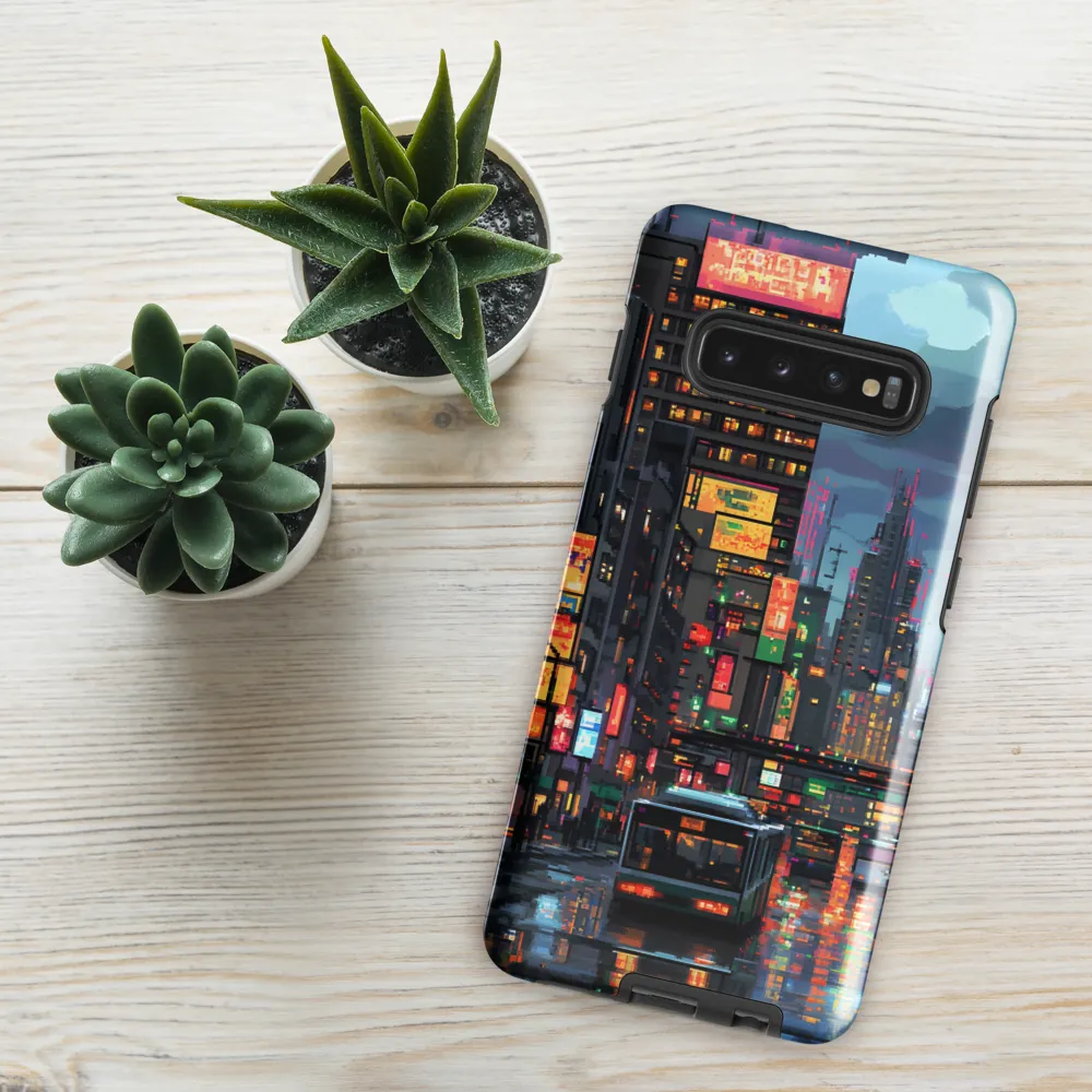 Neon Dreams: A Pixelated Urban Night | Phone Case |  S10 Plus | Tough Case | Glossy