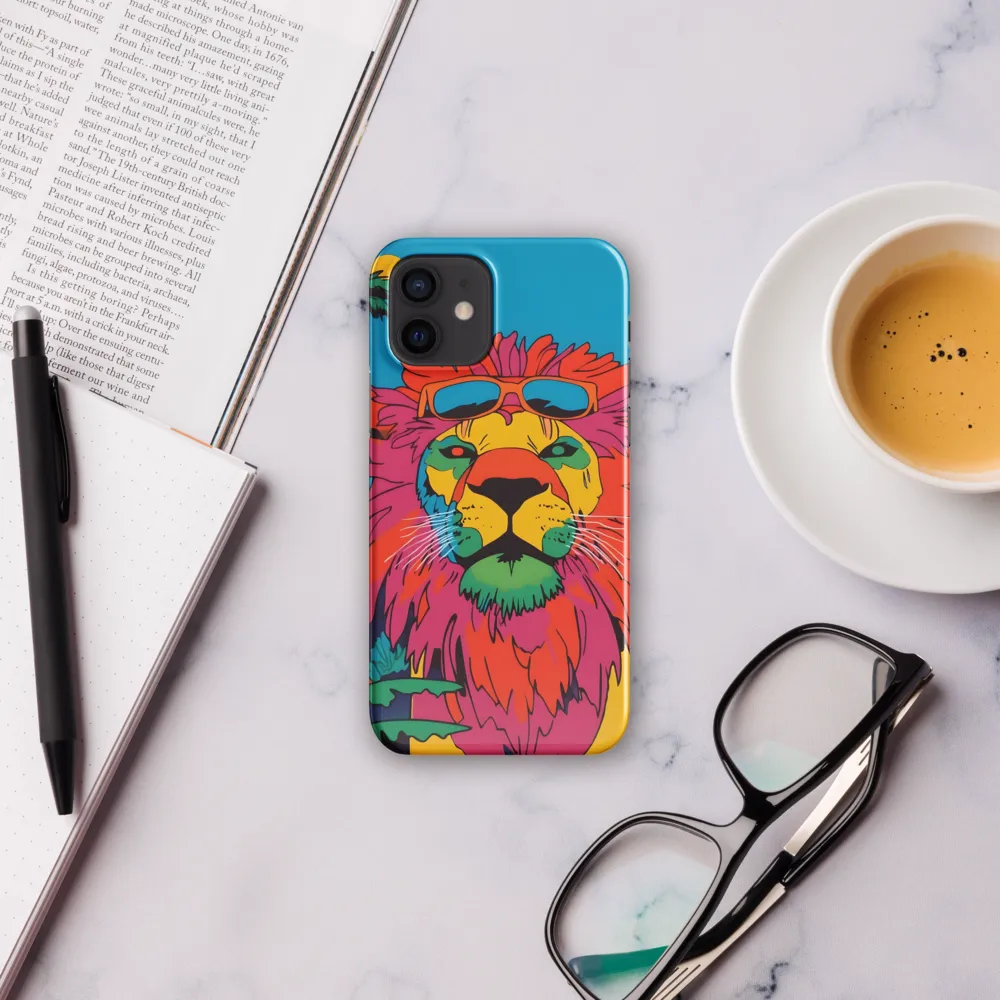 Lion with Sunglasses: A Vibrant Tropical Portrait | Phone Case |  12 | Snap Case | Glossy