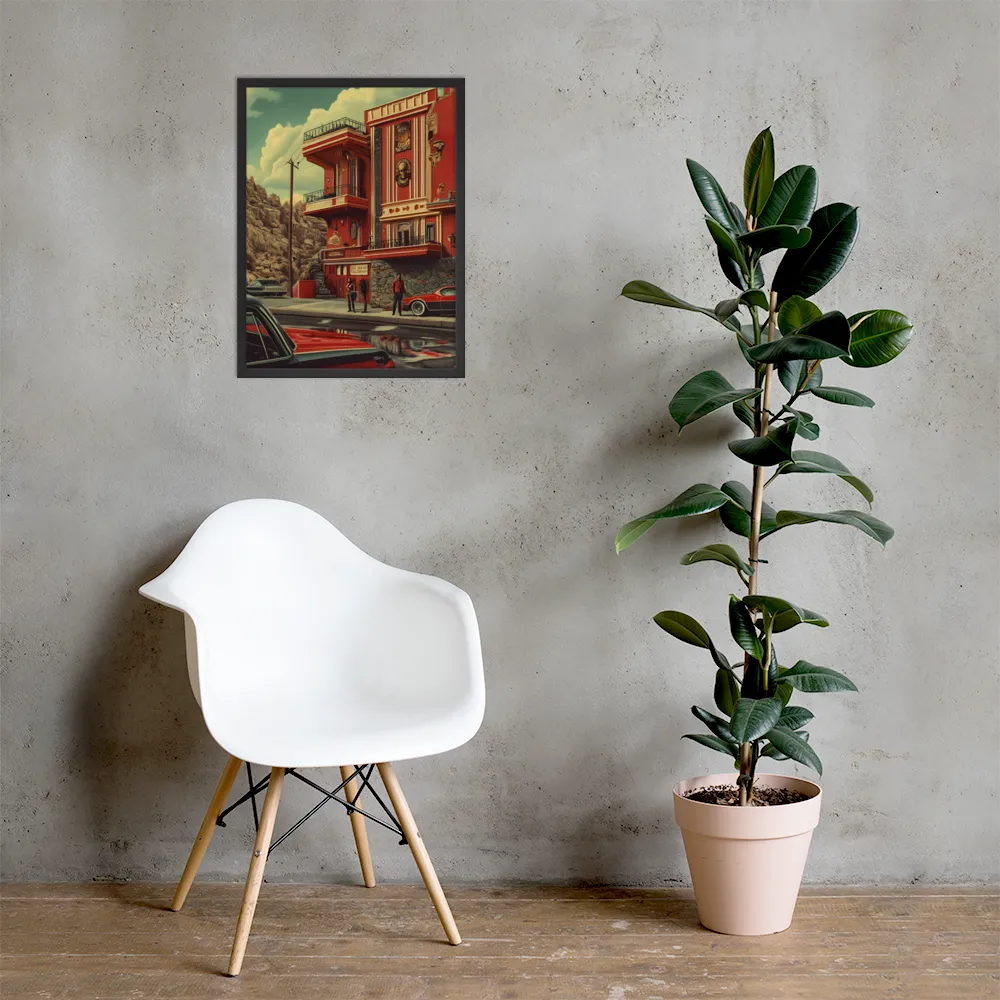 Retro Urban Dreamscape | Poster with Black Frame | 18″×24″