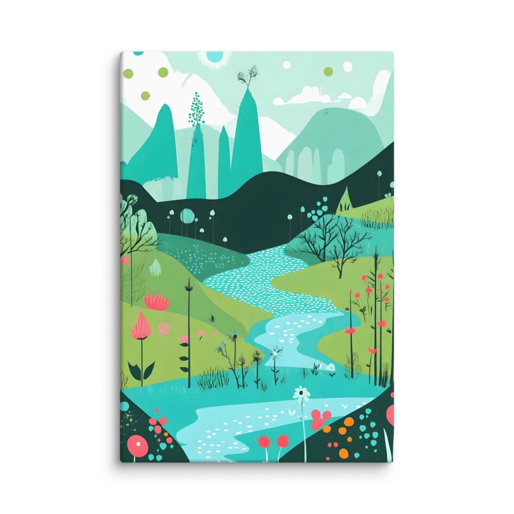 Whimsical River in a Lush Landscape | Canvas | 32″×48″