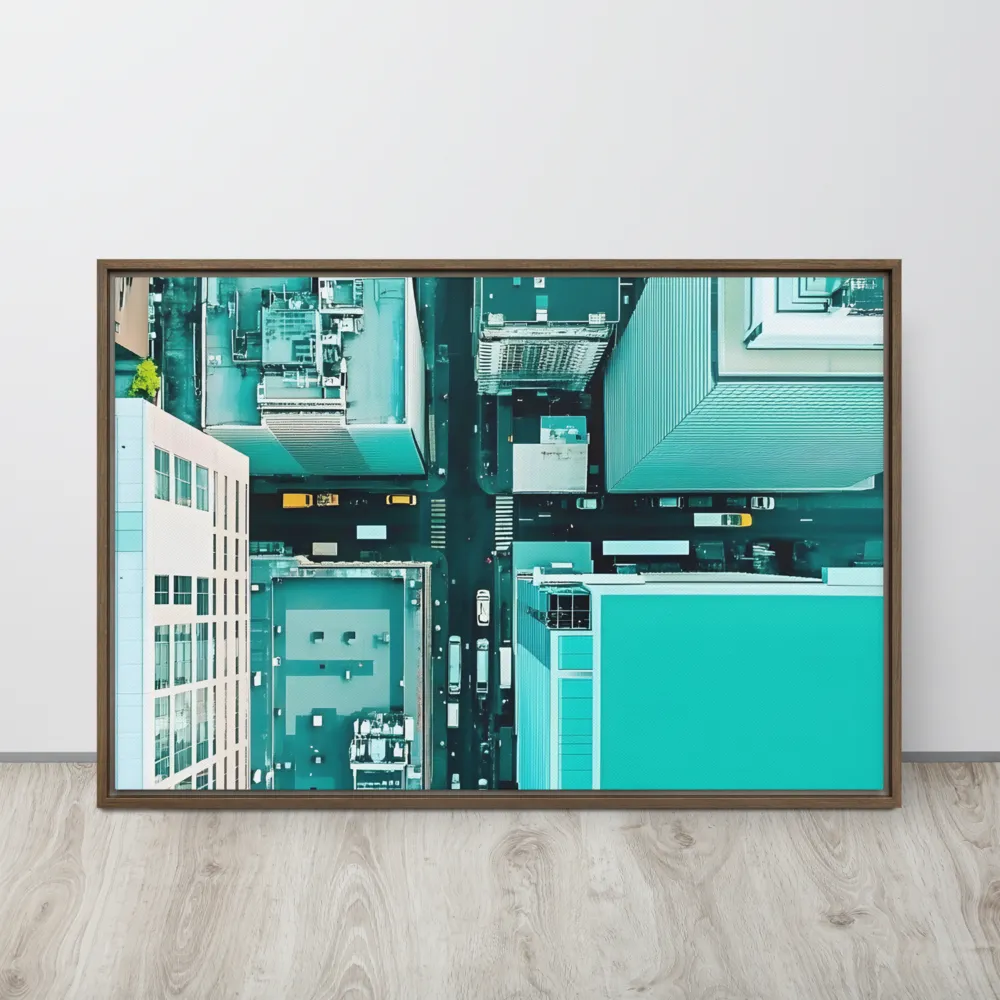 Urban Geometry: Aerial Perspective | Canvas with Brown Frame | 24″×36″