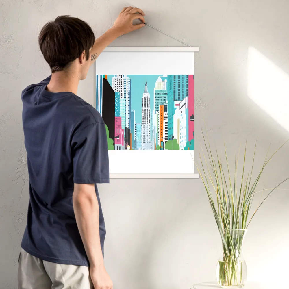 Urban Symphony: A Modern Cityscape | Poster With White Wood Hanger | 18″×24″