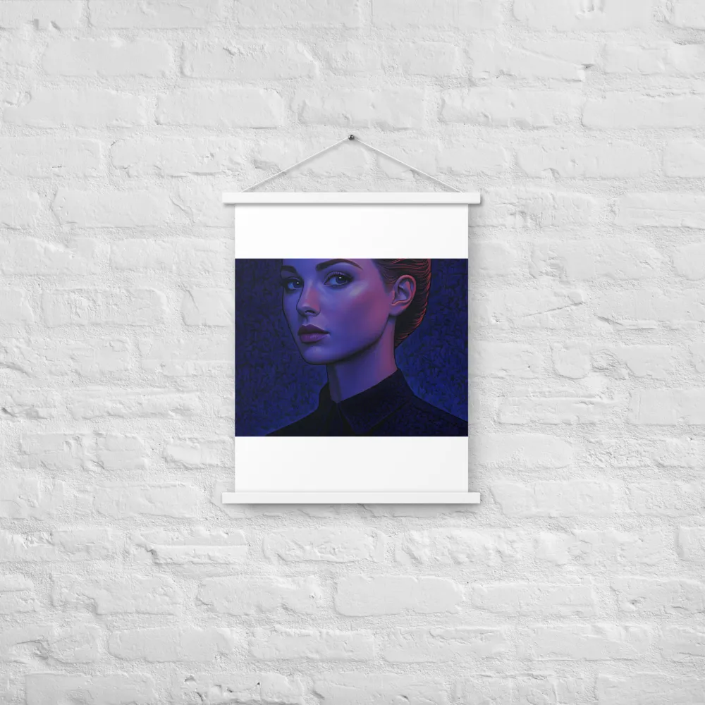 Ethereal Portrait in Blue and Red | Poster With White Wood Hanger | 18″×24″