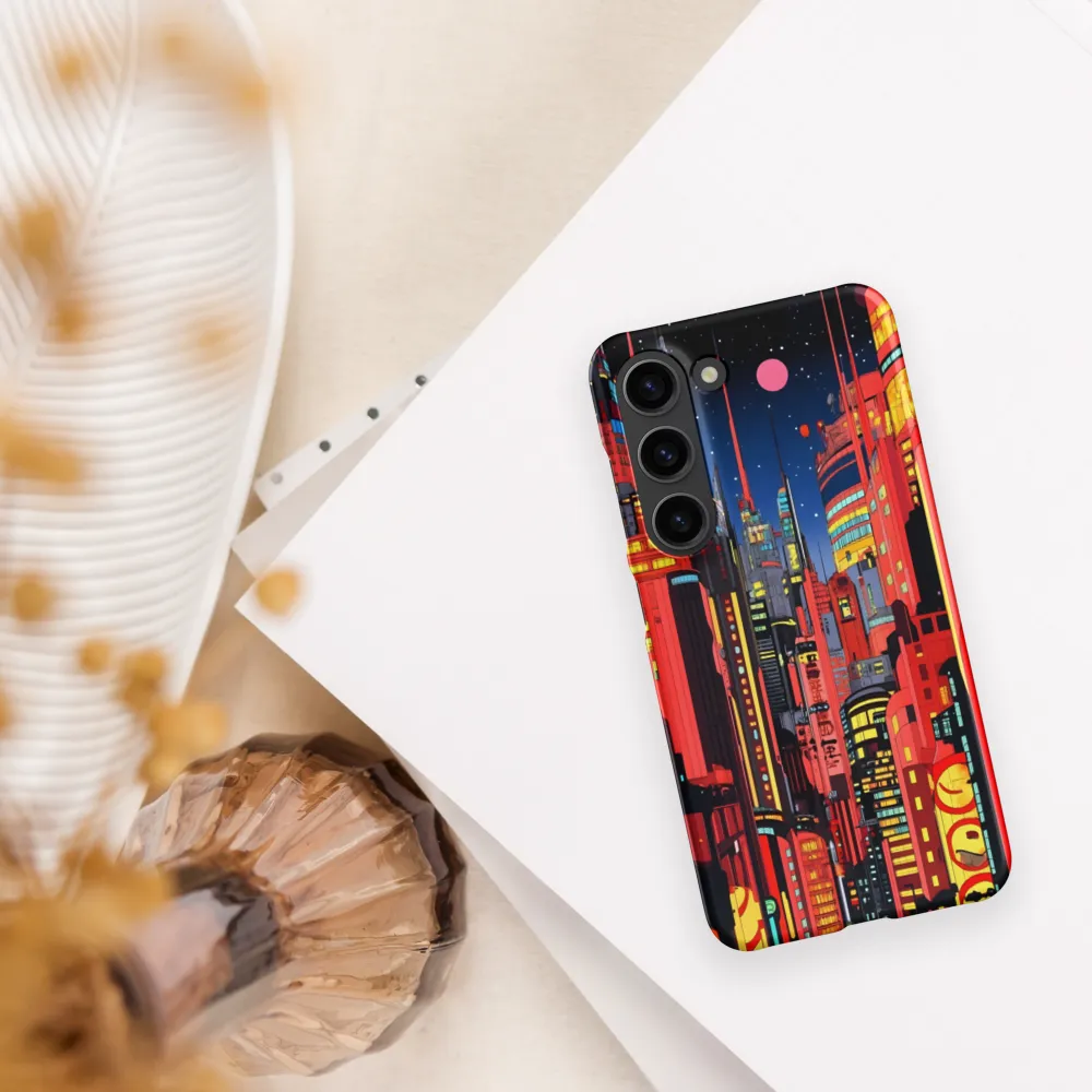 Neon Dreams: A Cyberpunk Cityscape | Phone Case |  S23 | Snap Case | Matte