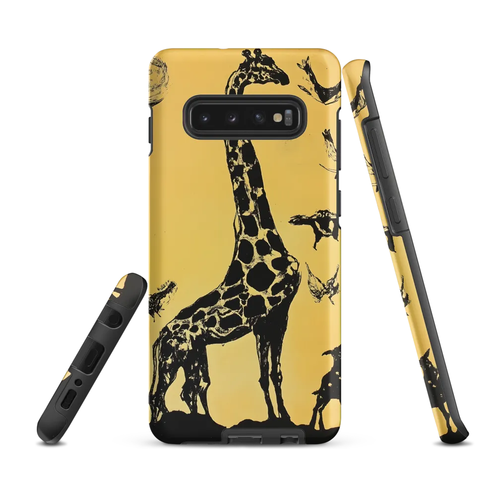 Whimsical Harmony of Giraffe and Birds