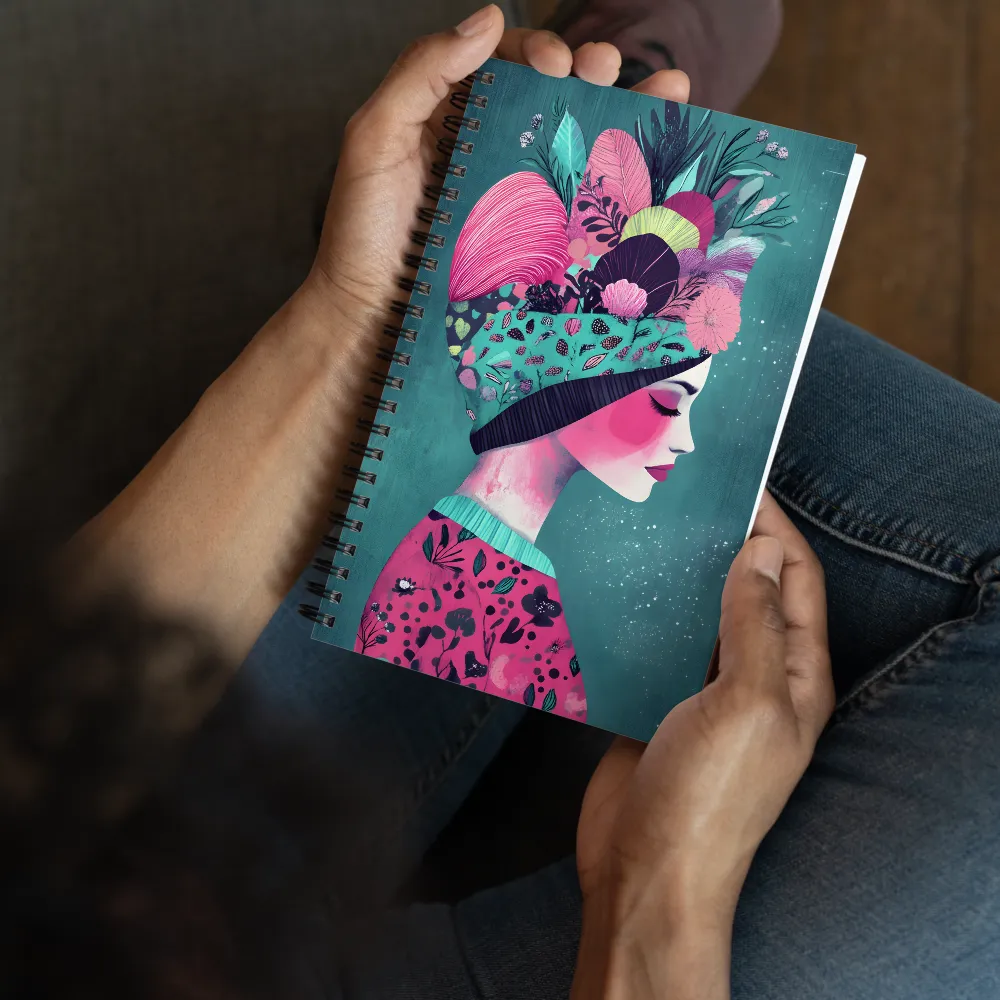 Whimsical Floral Portrait | Spiral Notebook