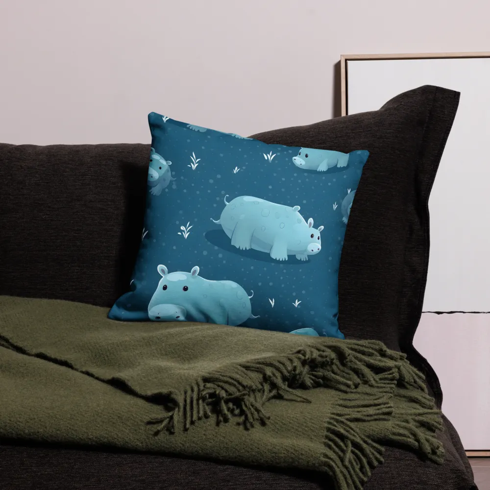 Whimsical Hippo Play | Pillow | 18″×18″