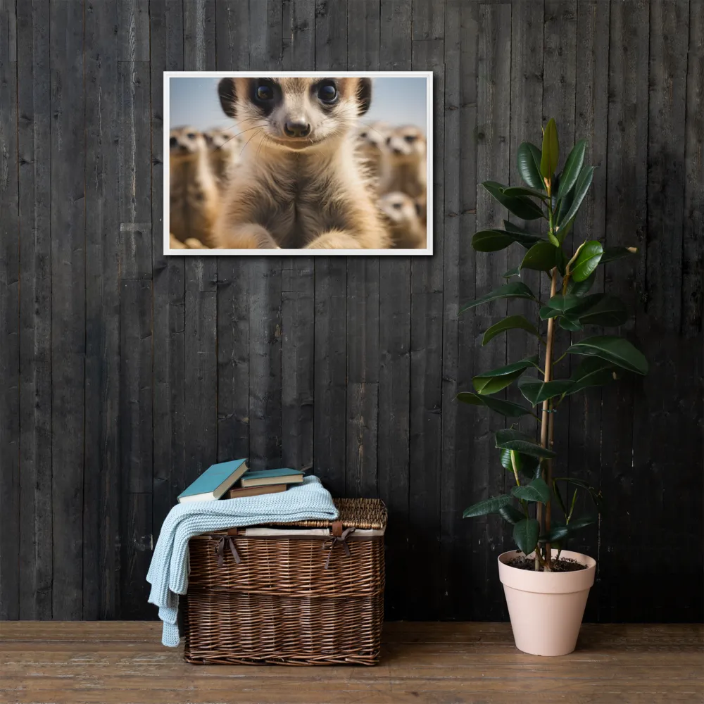 Curious Stance: The Meerkat's Gaze | Canvas with White Frame | 20″×30″