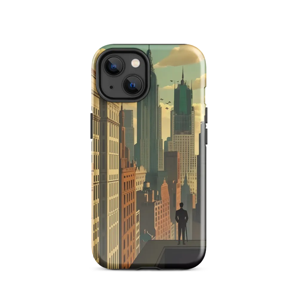 Urban Dreams: A Silhouette in Art Deco Cityscape