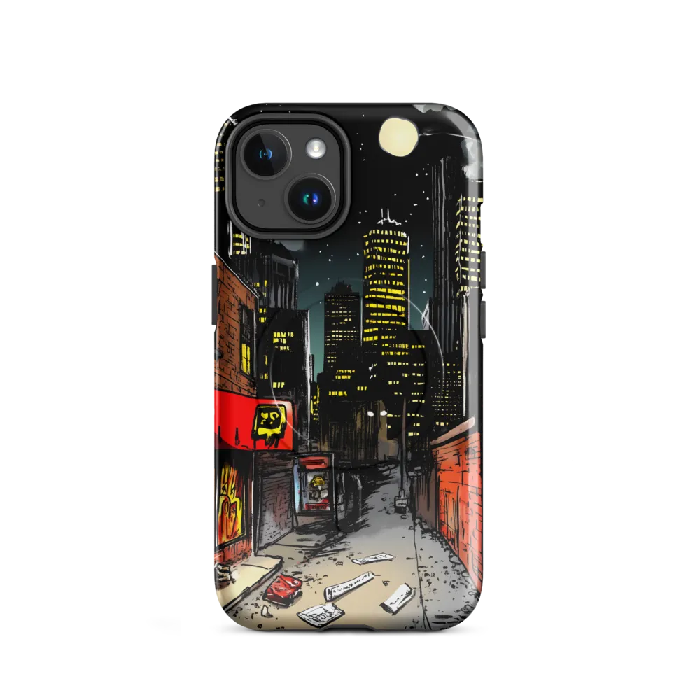 Nocturnal Cityscape: The Hidden Alley | Phone Case |  14 | MagSafe® Tough Case | Glossy