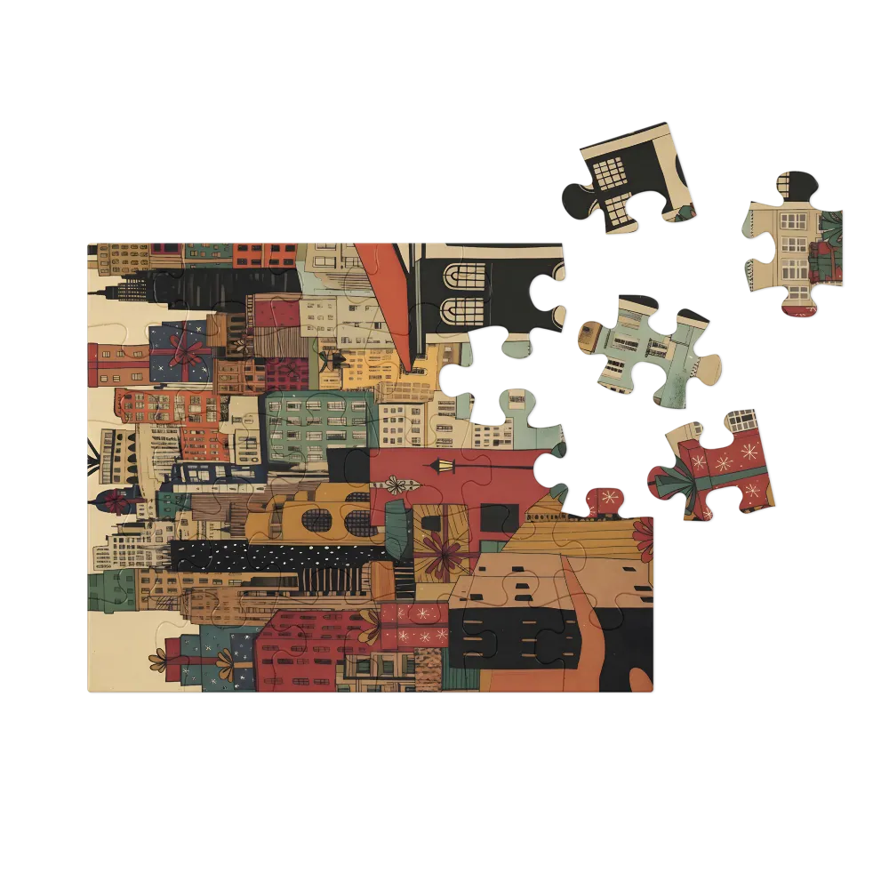 Wrapped City 
 Jigsaw Puzzle in Tin Box