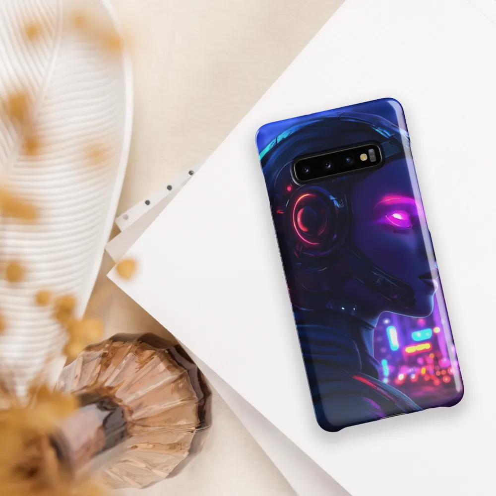 Neon Dreams: A Cyborg's Mystique | Phone Case |  S10 Plus | Snap Case | Glossy