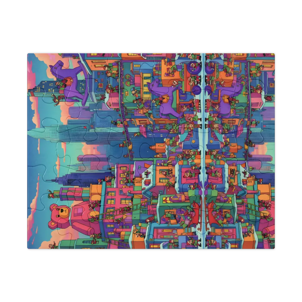 Toy City Reflection 
 Jigsaw Puzzle in Tin Box