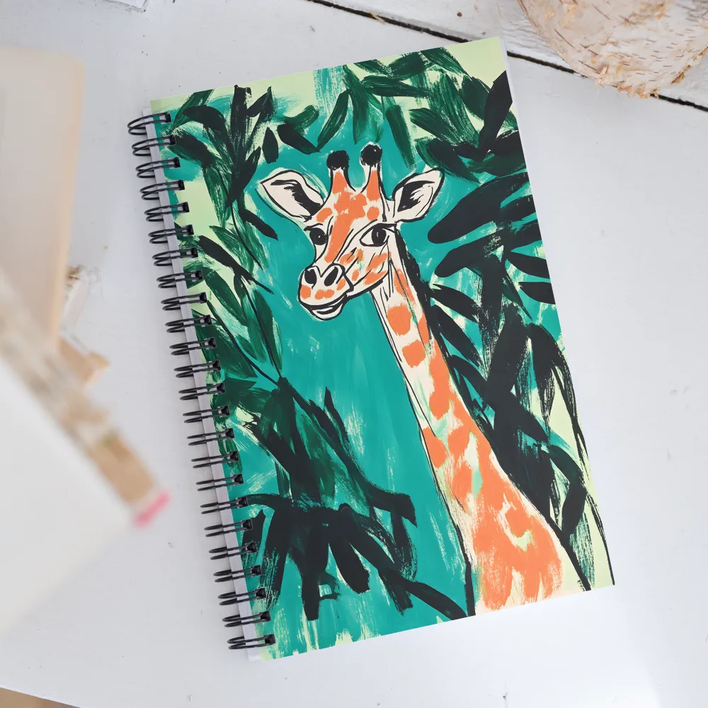 Curious Giraffe in Lush Greenery | Spiral Notebook