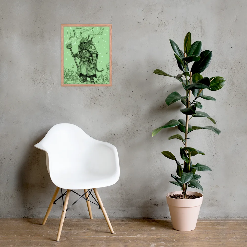 The Enigmatic Wizard | Poster with Red oak Frame | 16″×20″