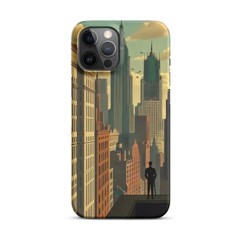 Urban Dreams: A Silhouette in Art Deco Cityscape