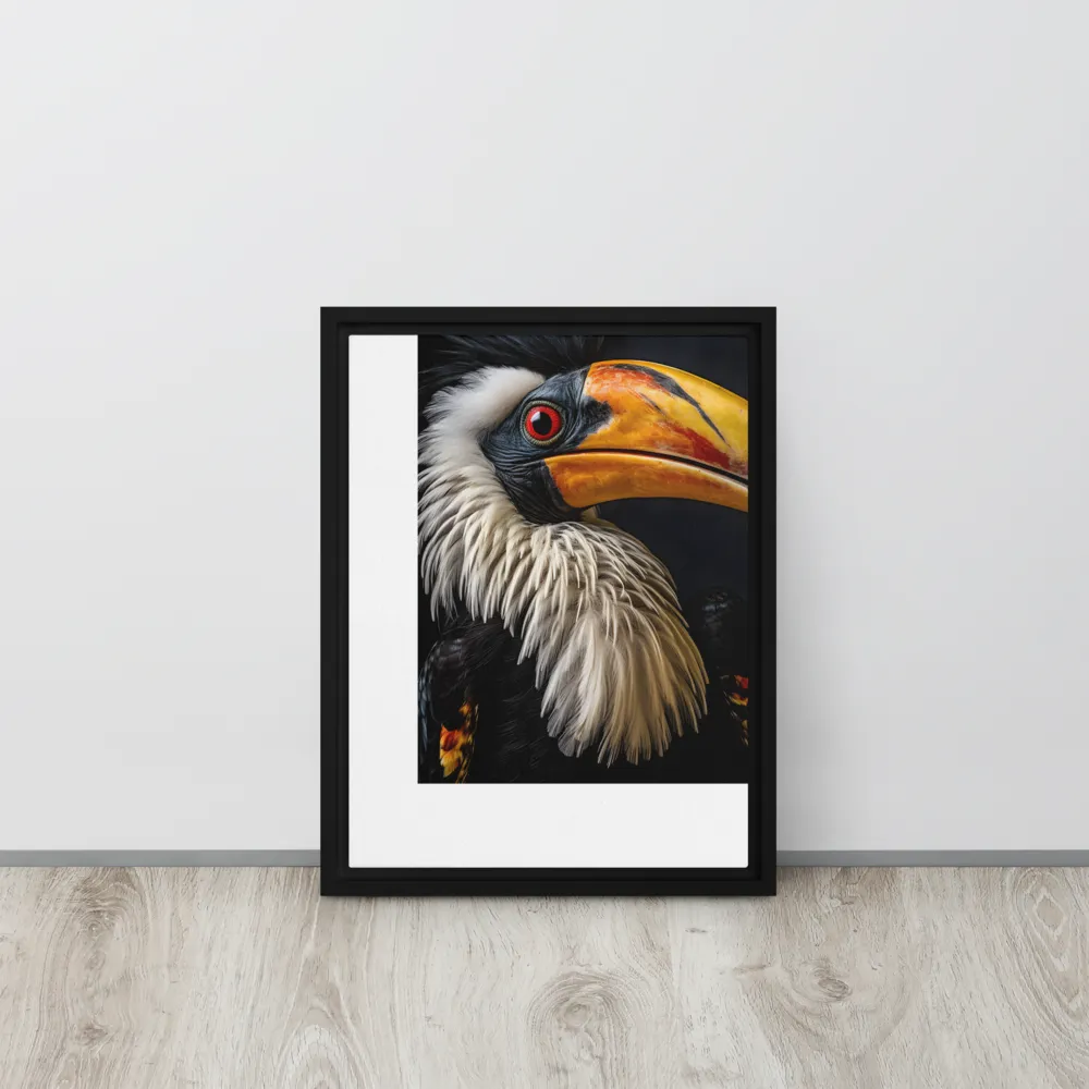 Majestic Hornbill Portrait | Canvas with Black Frame | 12″×16″