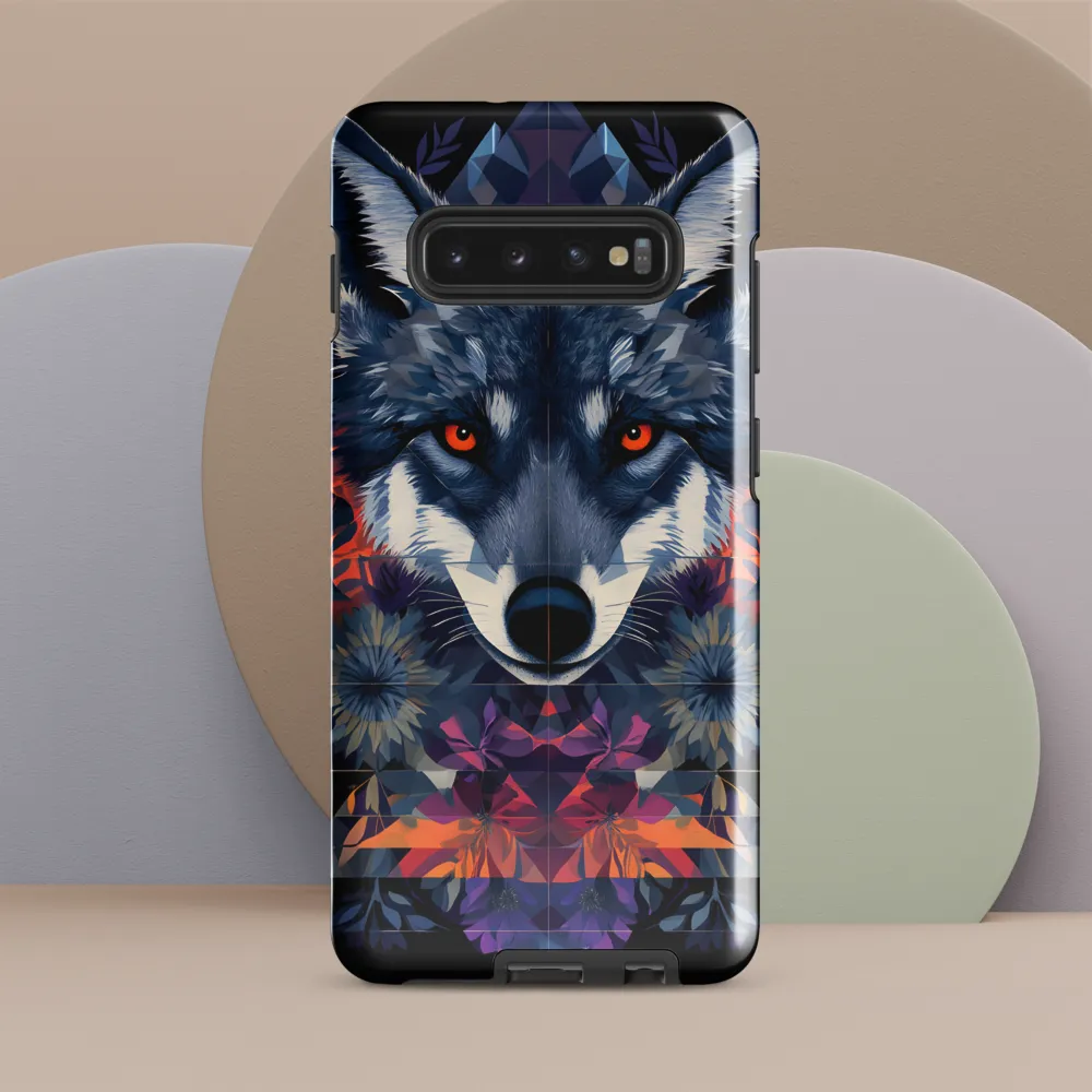 Mystical Wolf Amidst Floral Geometry | Phone Case |  S10 Plus | Tough Case | Glossy