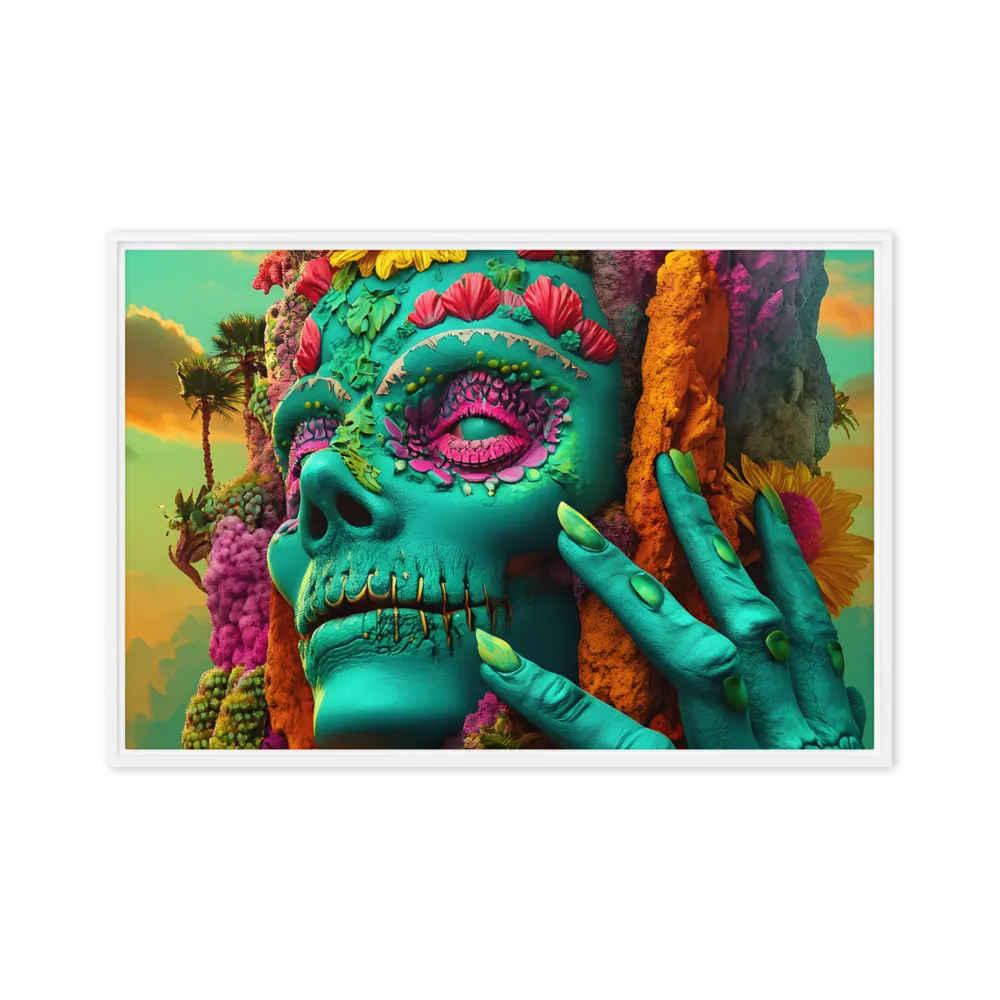 Ethereal Skull Garden | Canvas with White Frame | 24″×36″