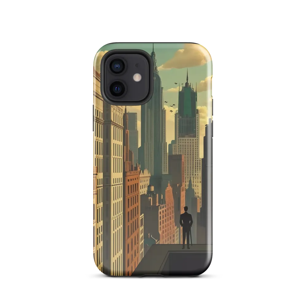 Urban Dreams: A Silhouette in Art Deco Cityscape