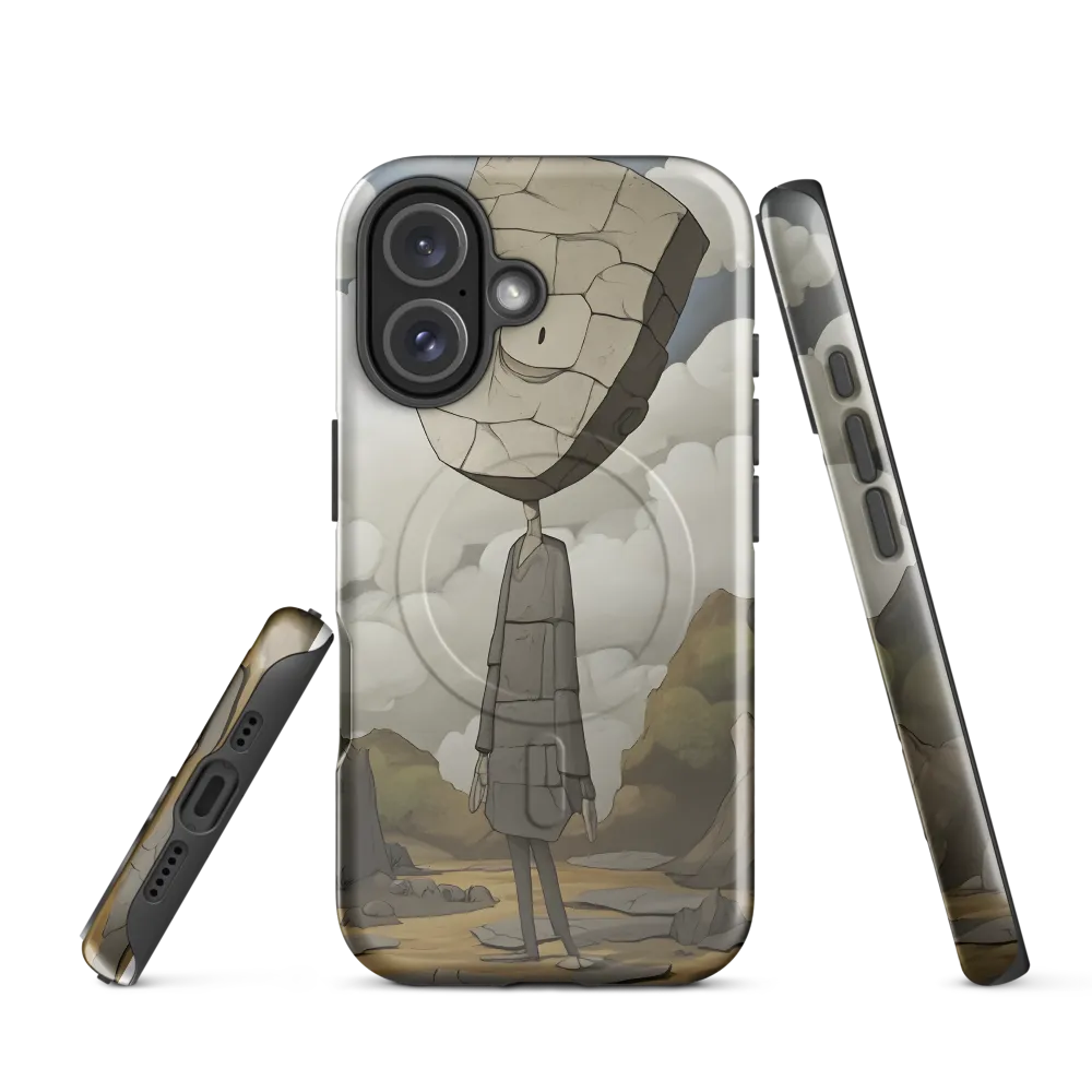 Whimsical Stone Figure in a Rocky Landscape | Phone Case |  16 | MagSafe® Tough Case | Glossy