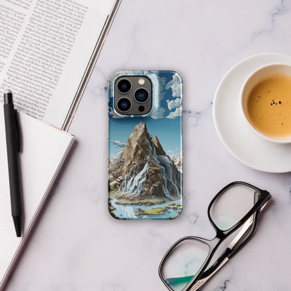Majestic Cascade: A Mountain Masterpiece | Phone Case |  14 Pro | Snap Case | Glossy
