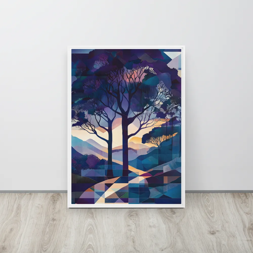 Tranquil Geometry: A Journey Through Color | Canvas with White Frame | 20″×28″