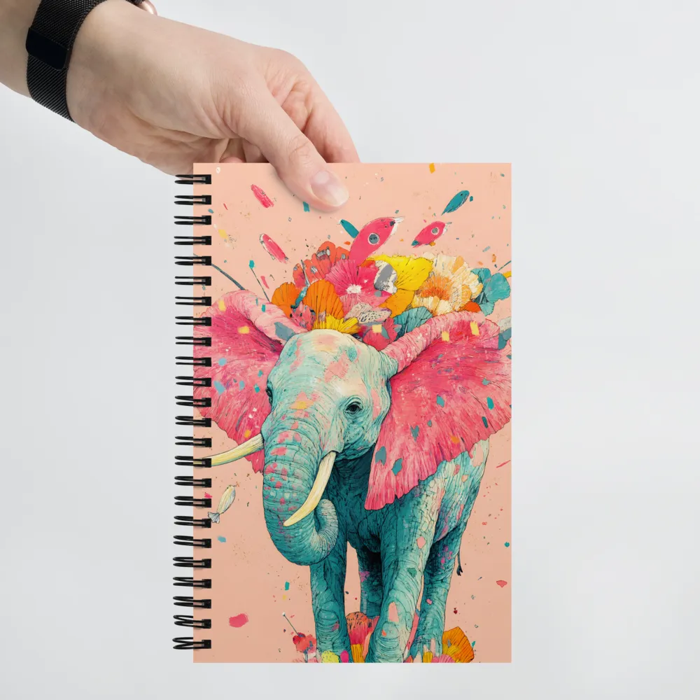 Whimsical Elegance: The Floral Elephant | Spiral Notebook