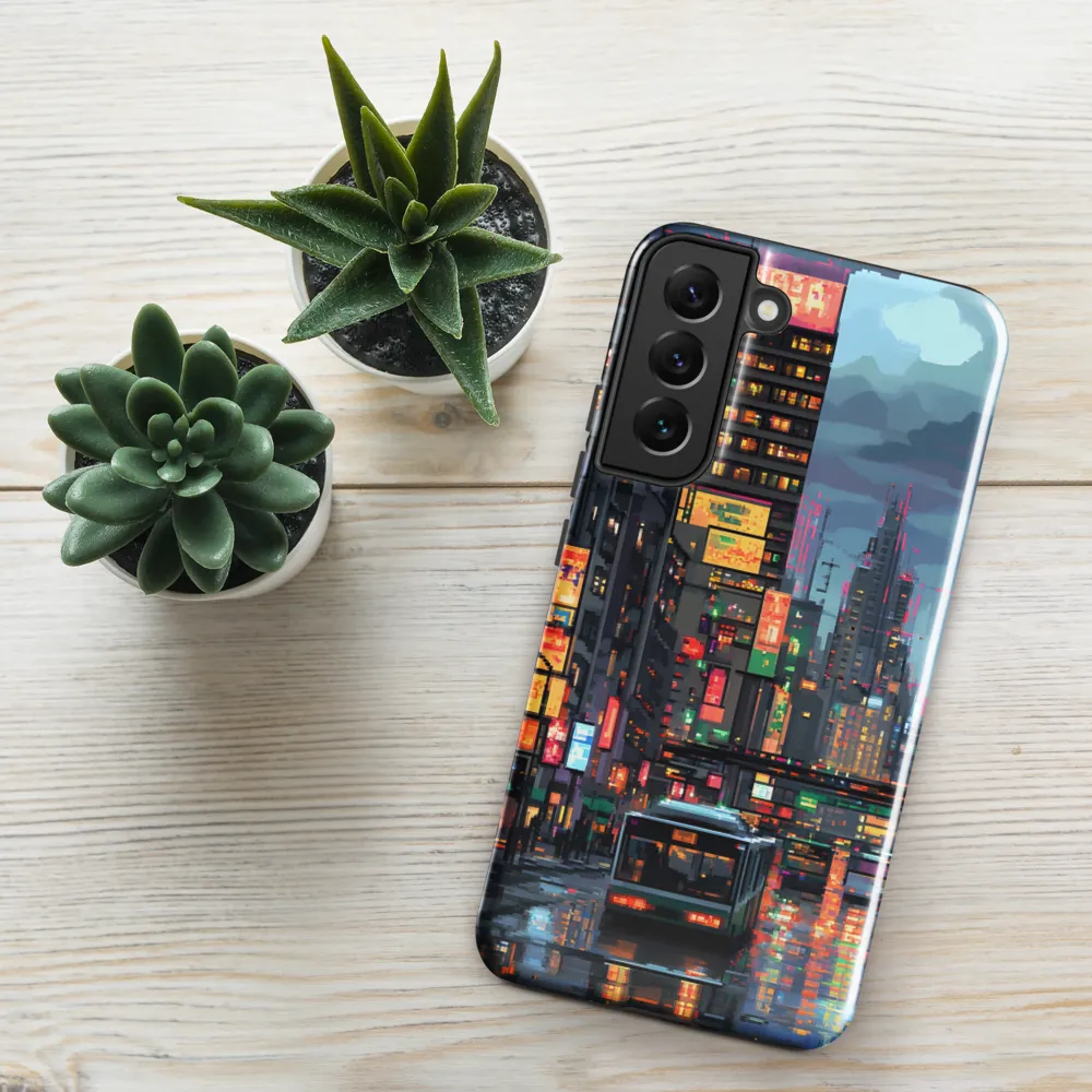 Neon Dreams: A Pixelated Urban Night | Phone Case |  S22 Plus | Tough Case | Glossy